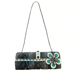 Yvette Floral Vintage Beaded Baguette Purse